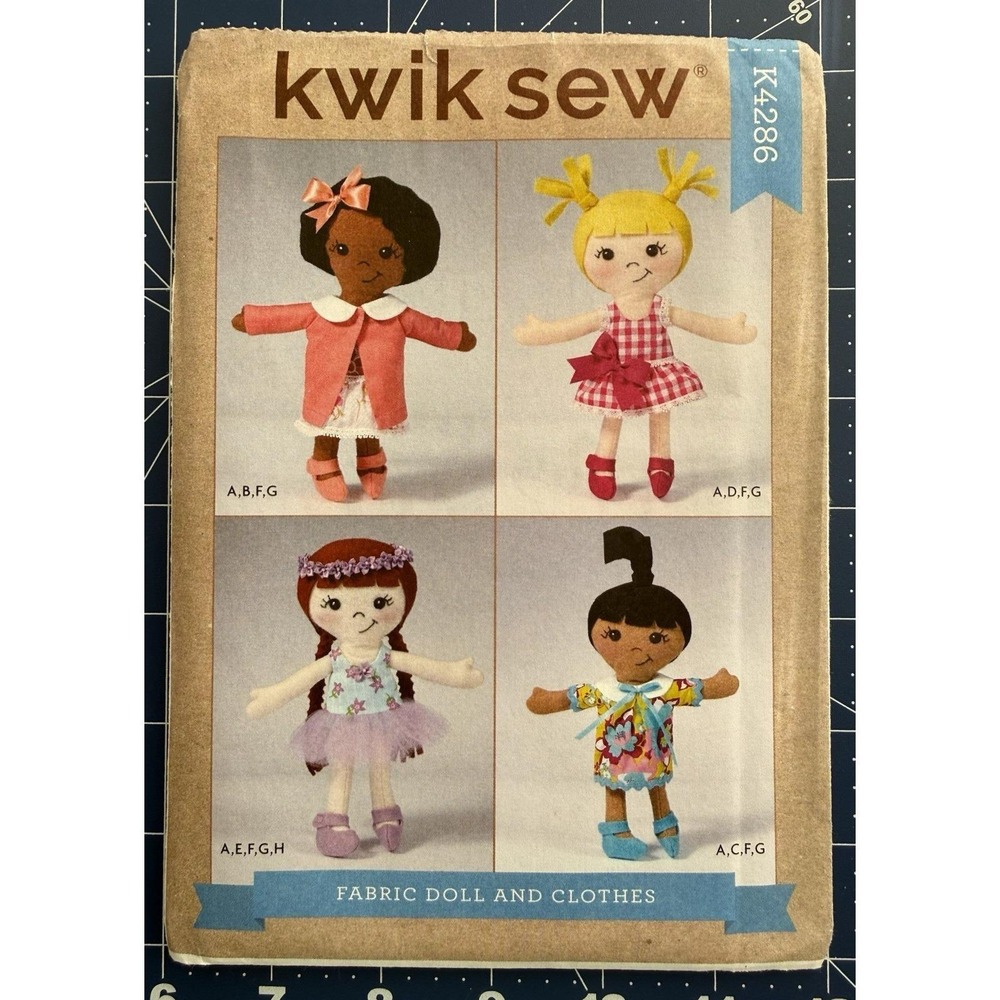 Kwik Sew Pattern K4286 Stuffed Fabric Girl Doll Toy‎ & Clothes Uncut FF